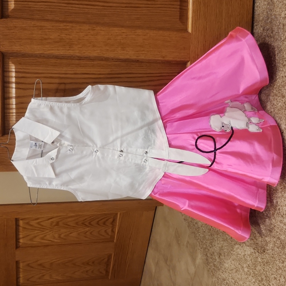 Weissman White Top Pink Poodle Skirt Kids Dance Costume